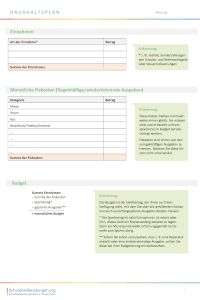 Schuldenprävention: Nutzen Sie unser Muster für den Haushaltsplan.